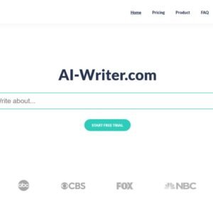 AI‑Writer.com dashboard with headline input field and 'Generate Article' button on a clean interface