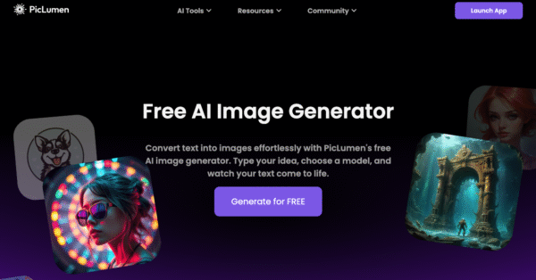 PicLumen gallery featuring hyper-realistic, anime, line art outputs from different AI models