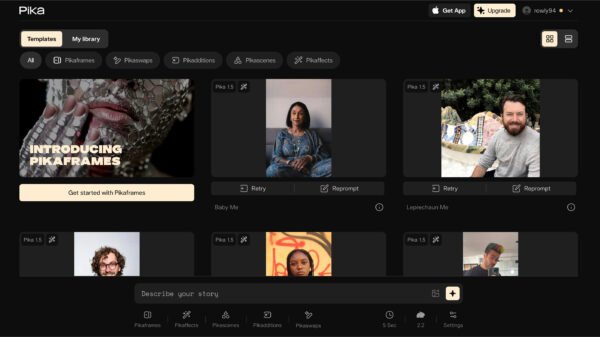 Pika.art web interface displaying text-to-video prompt box alongside video preview panel