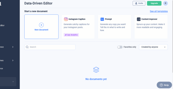 Anyword content generation example showing a landing page headline and paragraph output with scored metrics