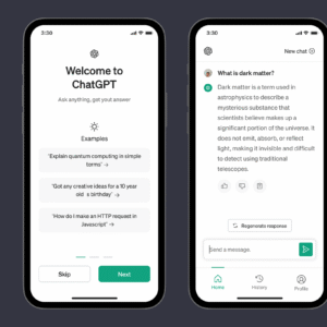 Conversation view in ChatGPT showing AI-generated responses with copy, regenerate, and thumbs-up/down feedback options