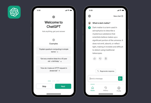 Conversation view in ChatGPT showing AI-generated responses with copy, regenerate, and thumbs-up/down feedback options