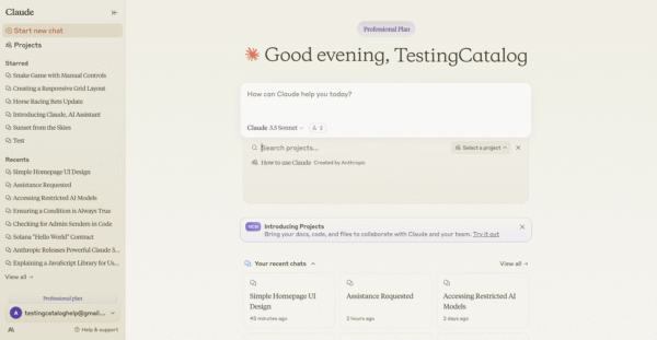 Claude AI chat interface with clean UI, conversation thread, and prompt bar for natural language AI interactions