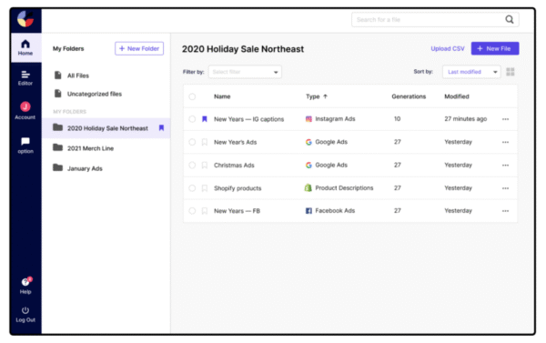 Copysmith interface demonstrating SEO-optimized outline generation using the Frase integration.