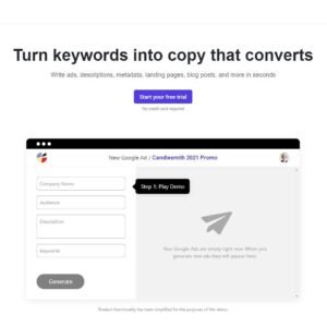 Copysmith Chrome extension overlay composing copy in a web editor window.
