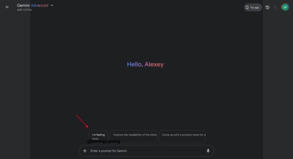 Updated Gemini web interface aligned with Google Search design elements, featuring conversation starters and a model selector dropdown.