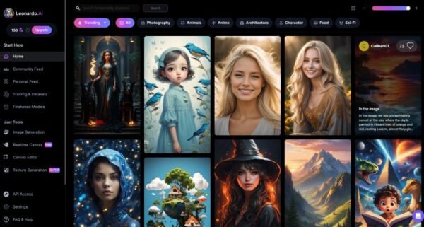 Examples of stylized portraits and concept designs generated with Leonardo.AI models