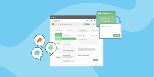 Loomly Interactions inbox displaying unified social messages across multiple channels