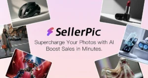 SellerPic.ai homepage highlighting AI model tools like virtual try-on, product image generation, and video features.