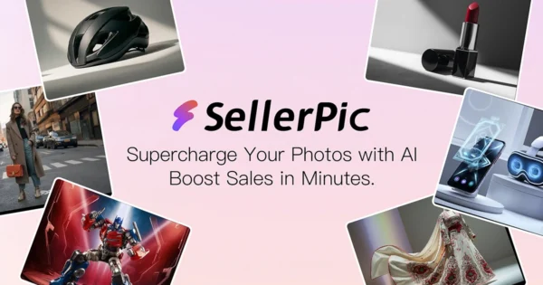 SellerPic.ai homepage highlighting AI model tools like virtual try-on, product image generation, and video features.