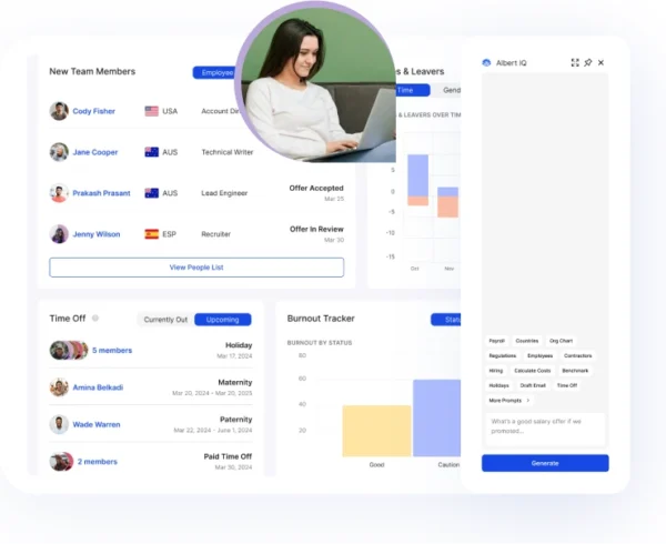 Albert.ai user interface with AI-generated insights and audience segmentation analytics