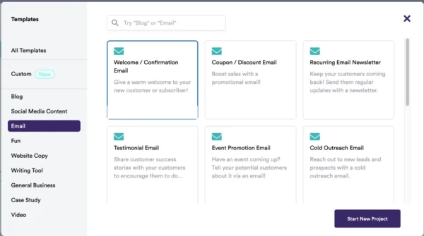 Copy.ai social media caption generator result page displaying multiple styled Instagram caption options
