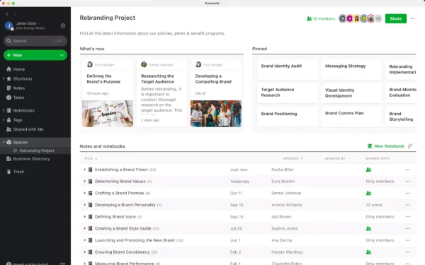 Screenshot of Evernote mobile app using AI Note Cleanup to auto-format and organize meeting notes with bullet points and clarity.