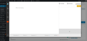 Ginger desktop interface showing text editor with grammar corrections and sidebar navigation for features.