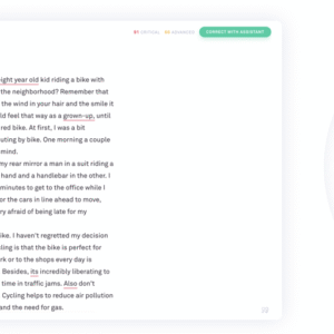 Grammarly Editor interface showing real-time grammar, clarity, and tone suggestions in a modern dashboard.