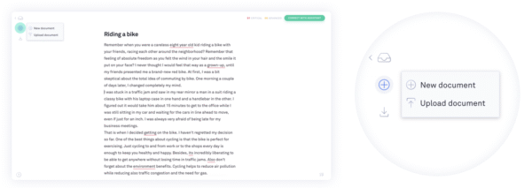 Grammarly Editor interface showing real-time grammar, clarity, and tone suggestions in a modern dashboard.
