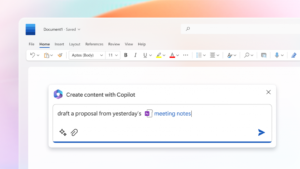 Microsoft Copilot interface in Word summarizing document content with a sidebar chat pane.