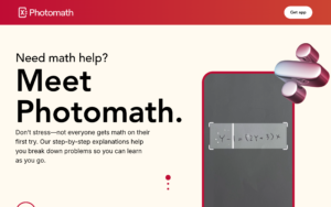 Photomath dashboard, Photomath interface screenshot, Photomath app UI,