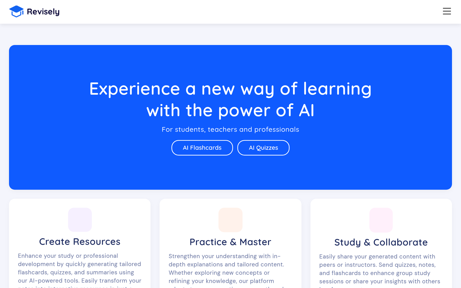 Revisely dashboard, Revisely interface screenshot, Revisely app UI,