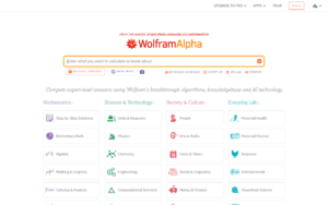 Wolfram Alpha dashboard, Wolfram Alpha interface screenshot, Wolfram Alpha app UI,