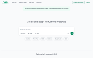 Diffit dashboard, Diffit interface screenshot, Diffit app UI