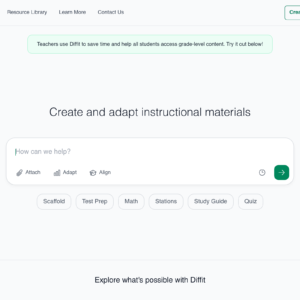 Diffit dashboard, Diffit interface screenshot, Diffit app UI