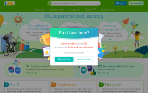 IXL Learning dashboard, IXL Learning interface screenshot, IXL Learning app UI,