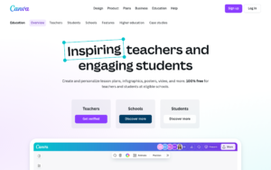 Canva for Education dashboard, Canva for Education interface screenshot, Canva for Education app UI,