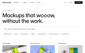 Mockuuups Studio dashboard, Mockuuups Studio interface screenshot, Mockuuups Studio app UI,