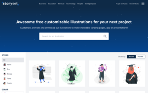 Storyset AI dashboard, Storyset AI interface screenshot, Storyset AI app UI,