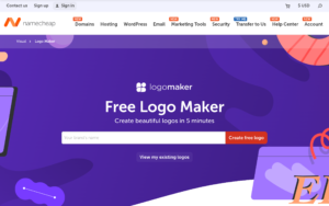 Namecheap Logo Maker dashboard, Namecheap Logo Maker interface screenshot, Namecheap Logo Maker app UI,