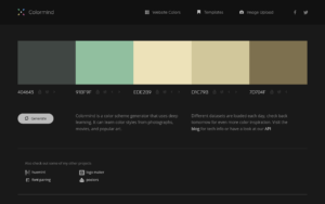 Colormind dashboard, Colormind interface screenshot, Colormind app UI,