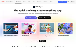 Adobe Express dashboard, Adobe Express interface screenshot, Adobe Express app UI
