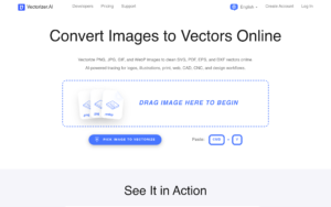 Vectorizer.AI dashboard, Vectorizer.AI interface screenshot, Vectorizer.AI app UI