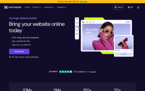 Hostinger AI Website Builder dashboard, Hostinger AI Website Builder interface screenshot, Hostinger AI Website Builder app UI
