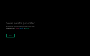 Huemint dashboard, Huemint interface screenshot, Huemint color palette UI